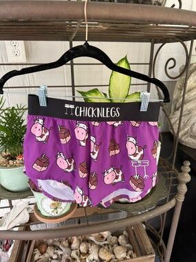 Chicknlegs Purple Cow Print Lounge Shorts